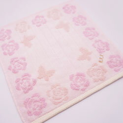 a.v.v タオルハンカチ レディース 蝶&バラ柄 25×25cm ビジネス 学生 女性 婦人 ブランド 御礼お返し プチギフト おしゃれ 小物雑貨