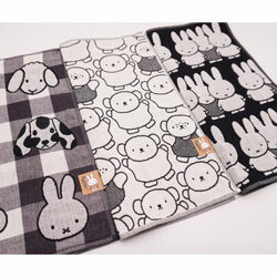 Rakuten - ミッフィー ハンカチ 3重ガーゼ レディース モノクロ 34×34cm