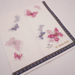 HANAE MORI ハナエモリ ハンカチ 婦人 ガーゼ 蝶柄 日本製 52×52cm 女性 婦人 カジュアル ビジネス プレゼントギフト好適品