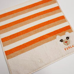 FURLA フルラ タオルハンカチ レディース　ボーダー＆クマ柄 28×28cm 女性 カジュ...