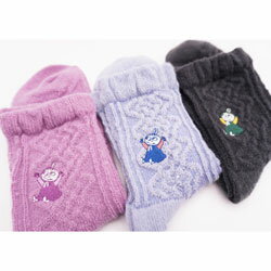 樂天商城 - ムーミン ソックス レディース ロークルー 逆スパダイヤ＆ミイ刺繍 ふわニット 23-25cm