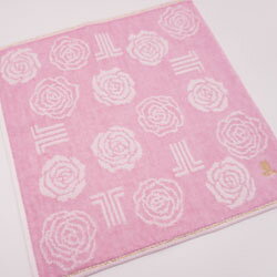 LANVIN タオルハンカチ レディース　バラ＆ロゴ柄 25×25cm 女性 婦人 ビジネス カジュアル プレゼントギフト好適品