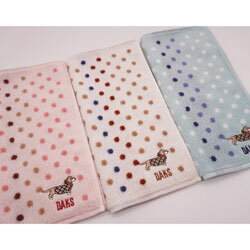 樂天商城 - ダックス DAKS タオルハンカチ レディース ドット＆イヌ刺繍柄　25×25cm かわいい おしゃれ