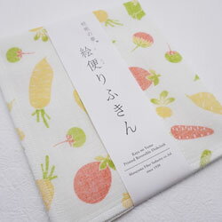 絵便りふきん　蚊帳の夢　野菜　35×40cm　日本製