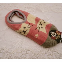 カバーソックス レディース 　ネコ　ピンク地＆白猫　22-24.5cm