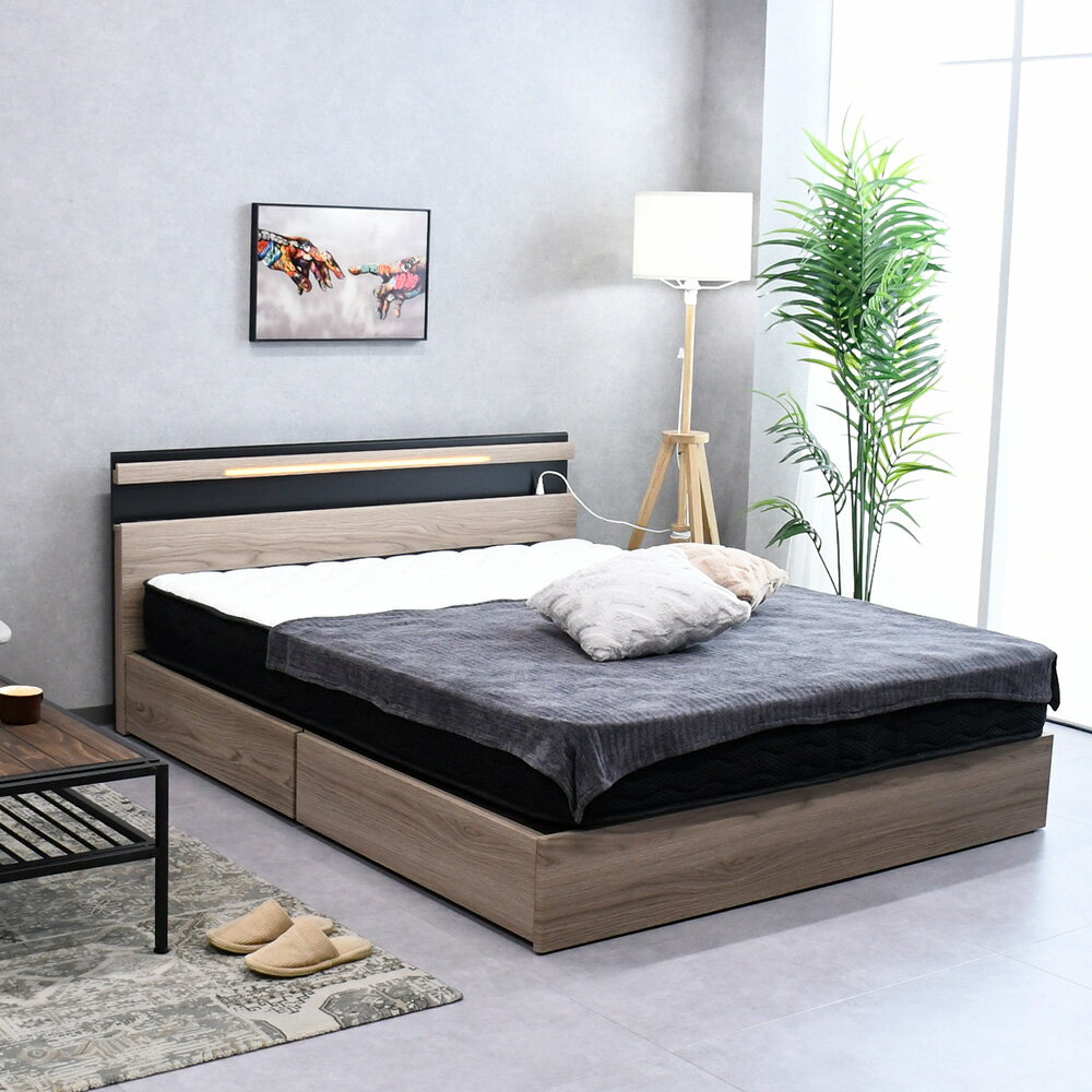 ベッド クイーン 収納付き ベッドフレームのみ クイーンベッド 宮付き すのこベッド すのこ 照明付き ..