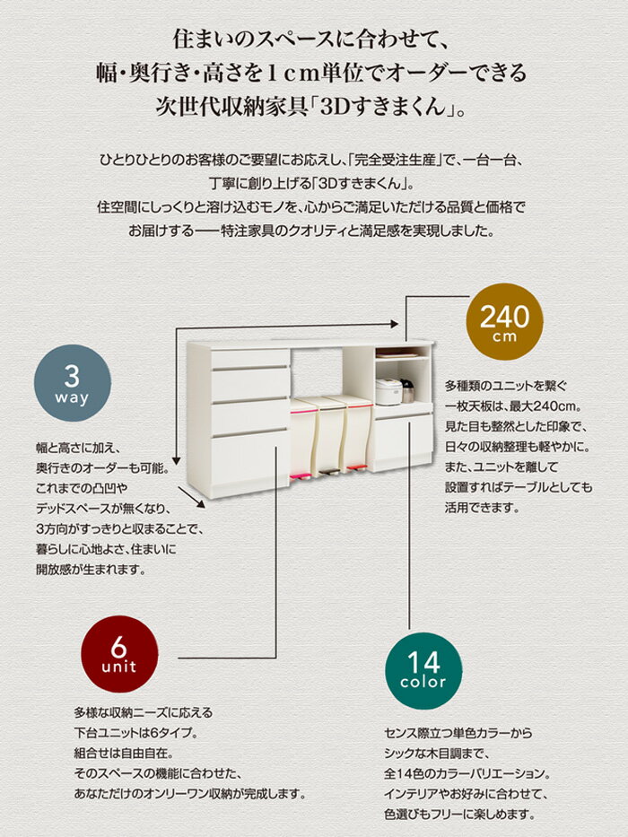 3Dすきまくん デスクタイプ D 幅60～80cm 奥行26～35cm 高さ70～84cm セミオーダー 3方向サイズオーダー リビング ダイニング 自室 カウンター下 日本製 国産 完成品 家具 すきま くん 楽天 インテリア