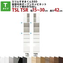 スリムすきまくんSSD T板扉中央オープンキャビネット スライド棚付き引出しタイプ 幅15〜30cm 奥行42cm 高さ180.2cm TSL TSR セミオー...