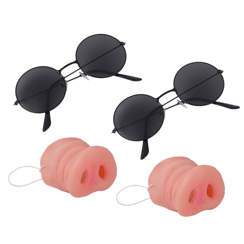 ピュアシーク 豚の鼻 サングラス セット コスプレ 撮影 宴会 コスチューム 二次会 計2×2セット