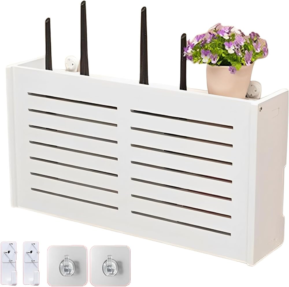 ピュアシーク Wi-Fi ルーター 収納 壁掛け ケーブル すっきり 組み立て式 ボックス こども ペット 安全 シンプル 感電防止