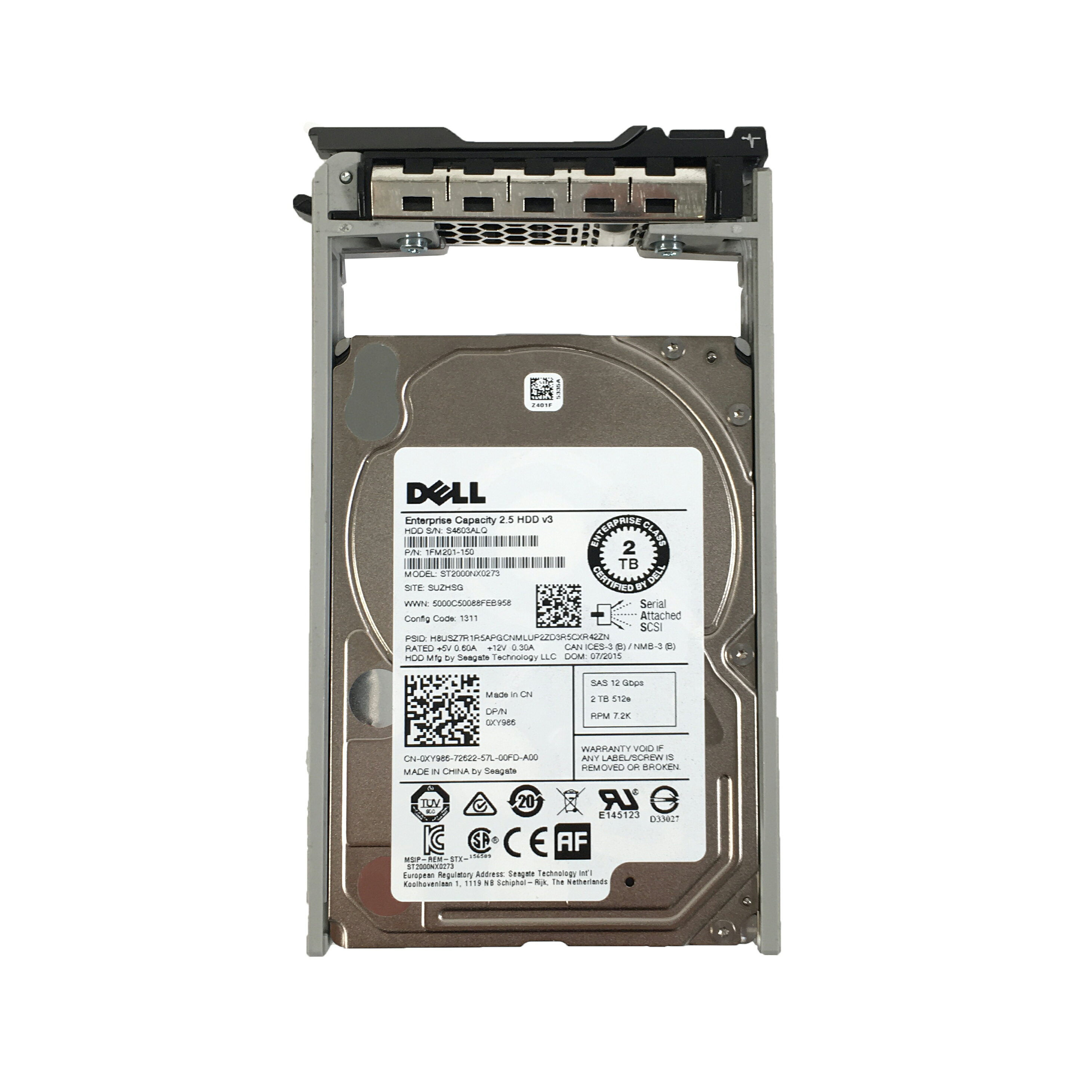 DELL 2.5インチ 2TB SAS HDD 1点 12 Gbps 2TB 512e RPM 7.2K 増設HDD サーバー用HDD 型番：ST2000NX0273 Enterprise Capacity 2.5 HDD ..