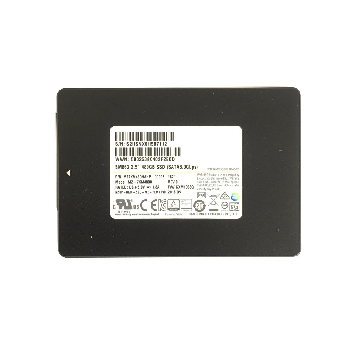 サムセン SAMSUNG 2.5インチ 480GB SATA SSD 1点 SM863 6.0Gbps 増設SSD 型番:MZ-7KM4800 送料無料 【中古動作品]