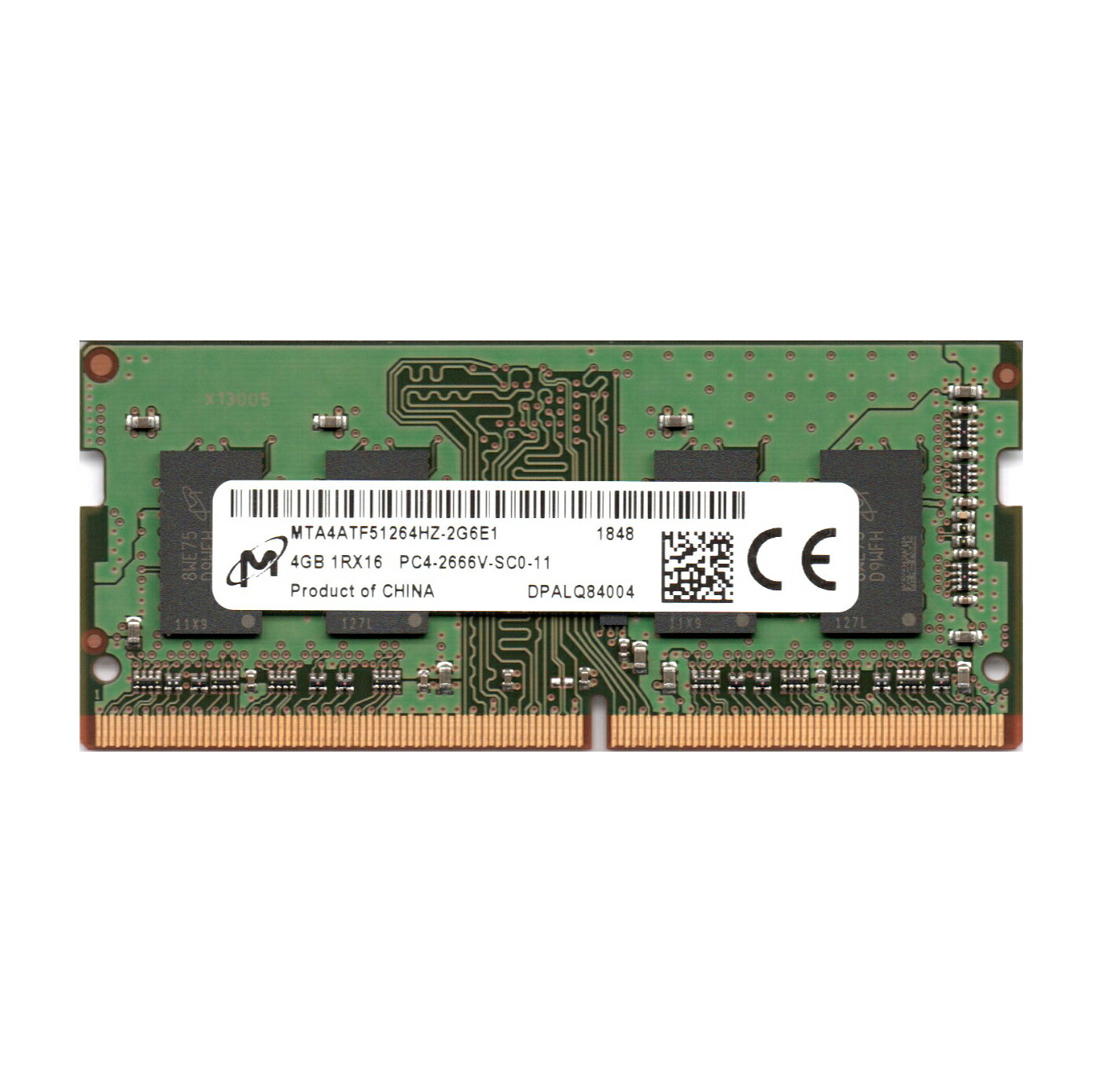 Micron 4GB PC4 1RX16 PC4-2666V メモリ 1点 マイクロン ノートPC用 4GB 第四世代 DDR4 DIMM 増設メモリ 片面実装 (1Rx16) 型番:MTA4ATF51264HZ-2G6E1 【中古動作良品】