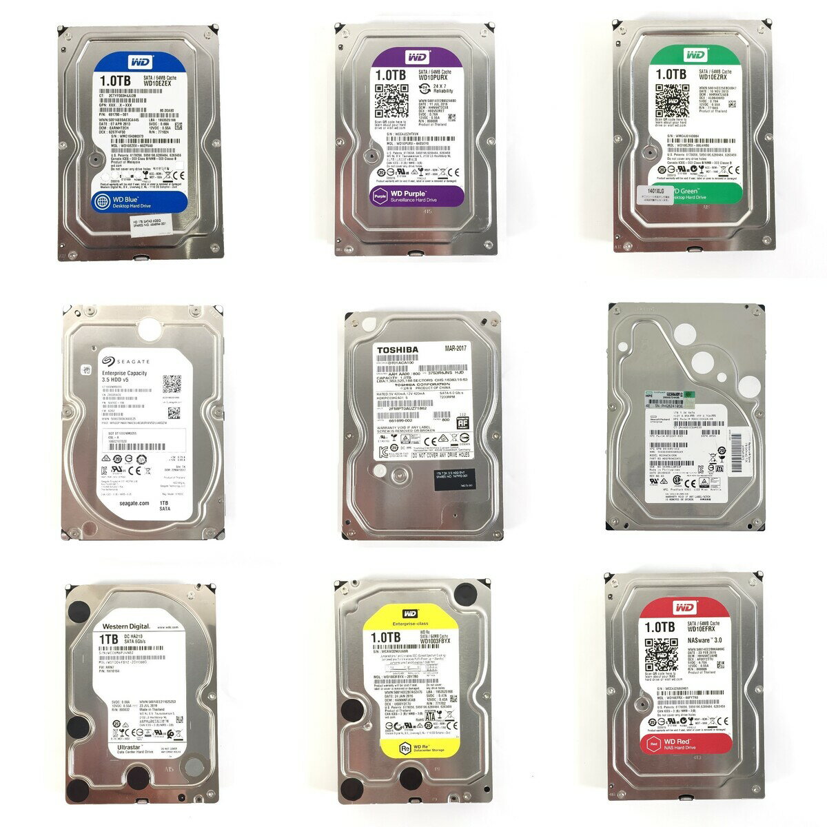 3.5 インチ 1 TB SATA HDD 1点 WD/TOSHIBA/HP/D