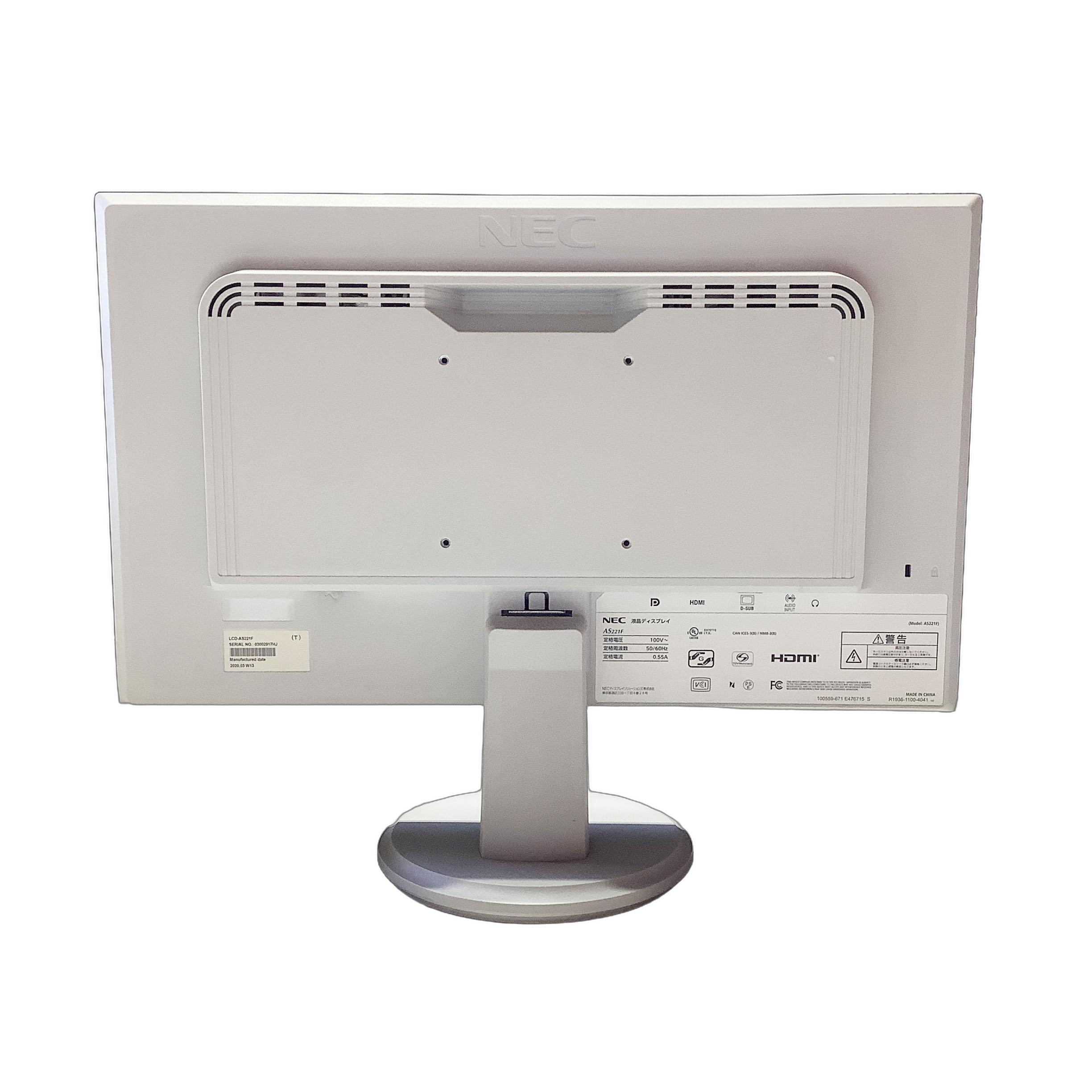 R047 NEC LCD-AS221F 21.5インチ 液晶モニタ 1点 解像度 (規格)：フルHD (1920x1080) 表面処理：ノングレア(非光沢) 入力端子：D-Sub/HDMI/DisplayPort ★送料無料★【中古動作品】 - Image 2