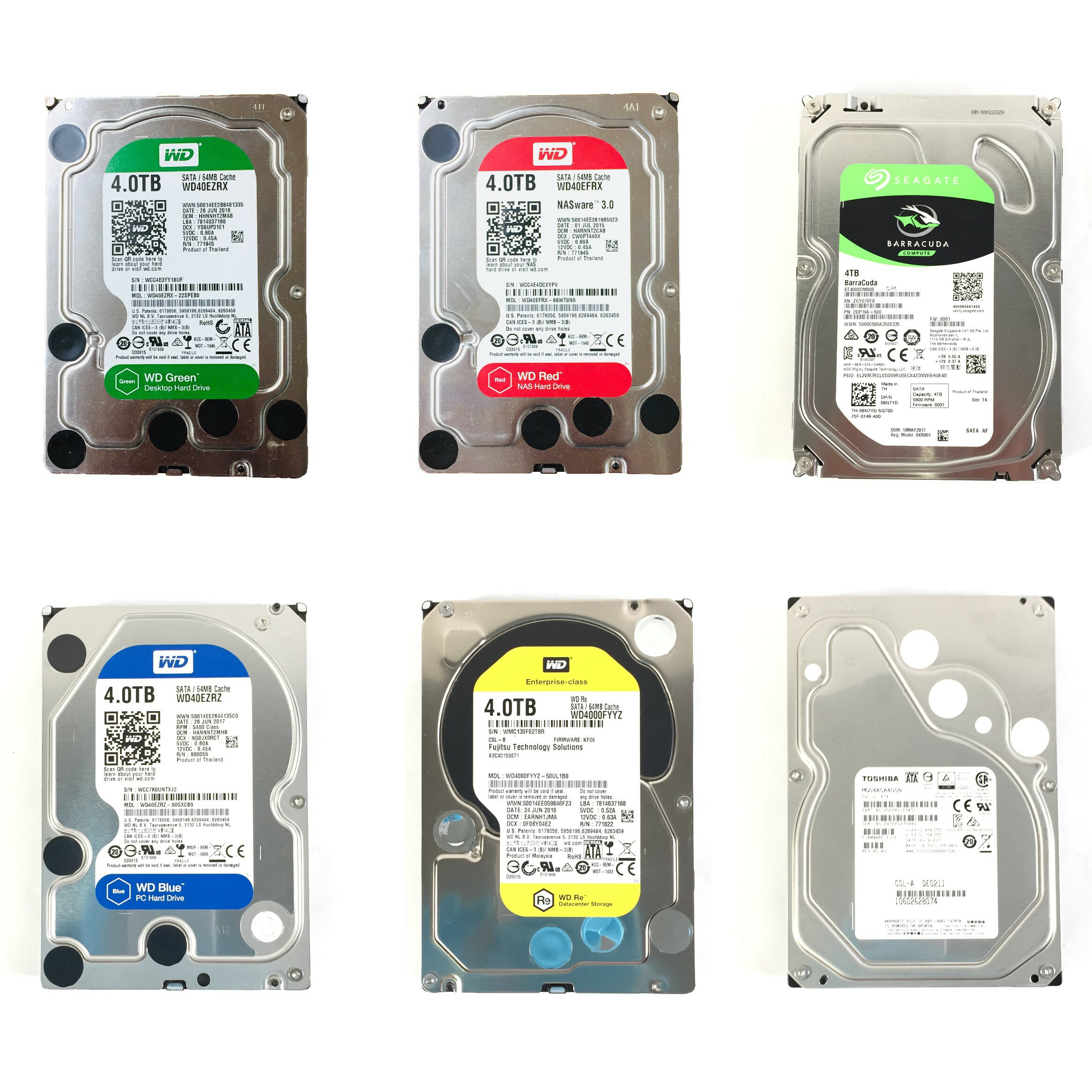 4 TB 3.5 インチ SATA HDD 1点 SEAGATE/HP/WD 