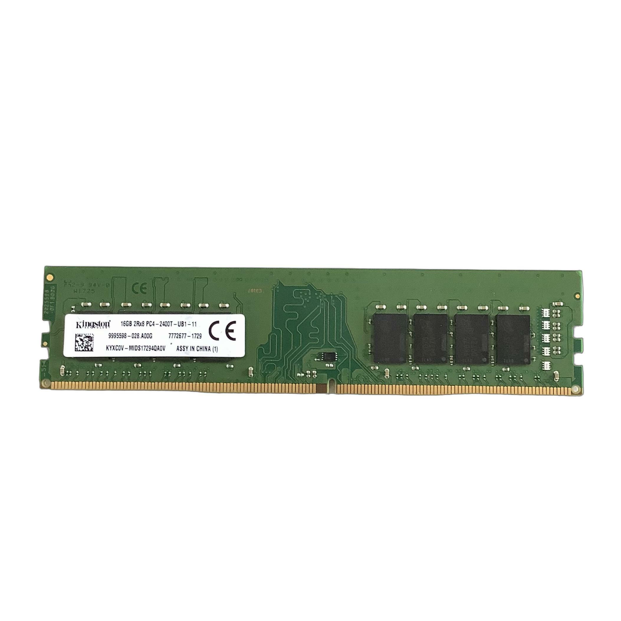 R067-Kingston 16GB 2X8 PC4-2400T メモリ 1点 キングストン デスクトップPC用 メモリ DDR4 2400 16GB 型番：9995598-028.A00G 両面実装【中古動作品】