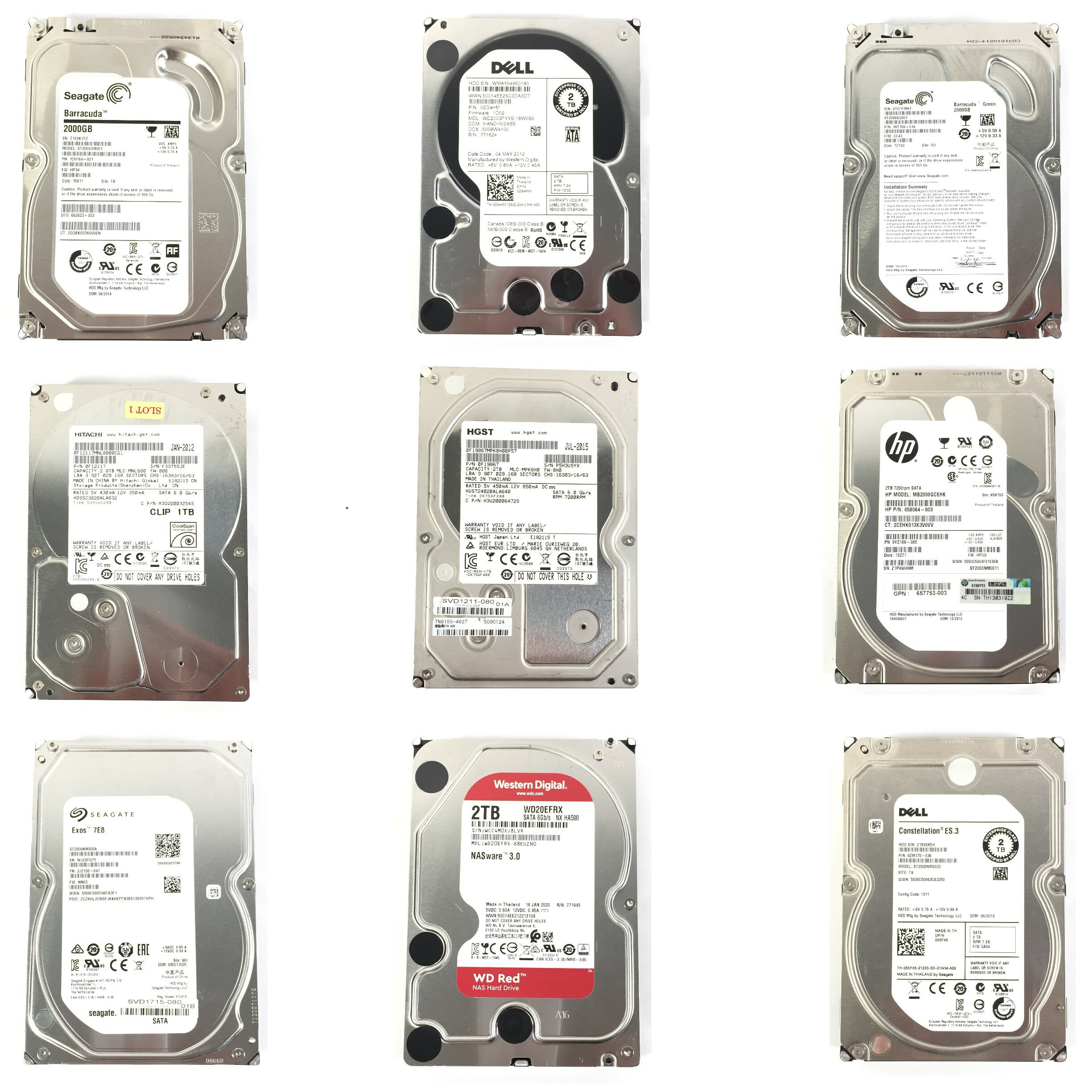 3.5 インチ 2 TB SATA HDD 1点 HGST/SEAGATE/Le