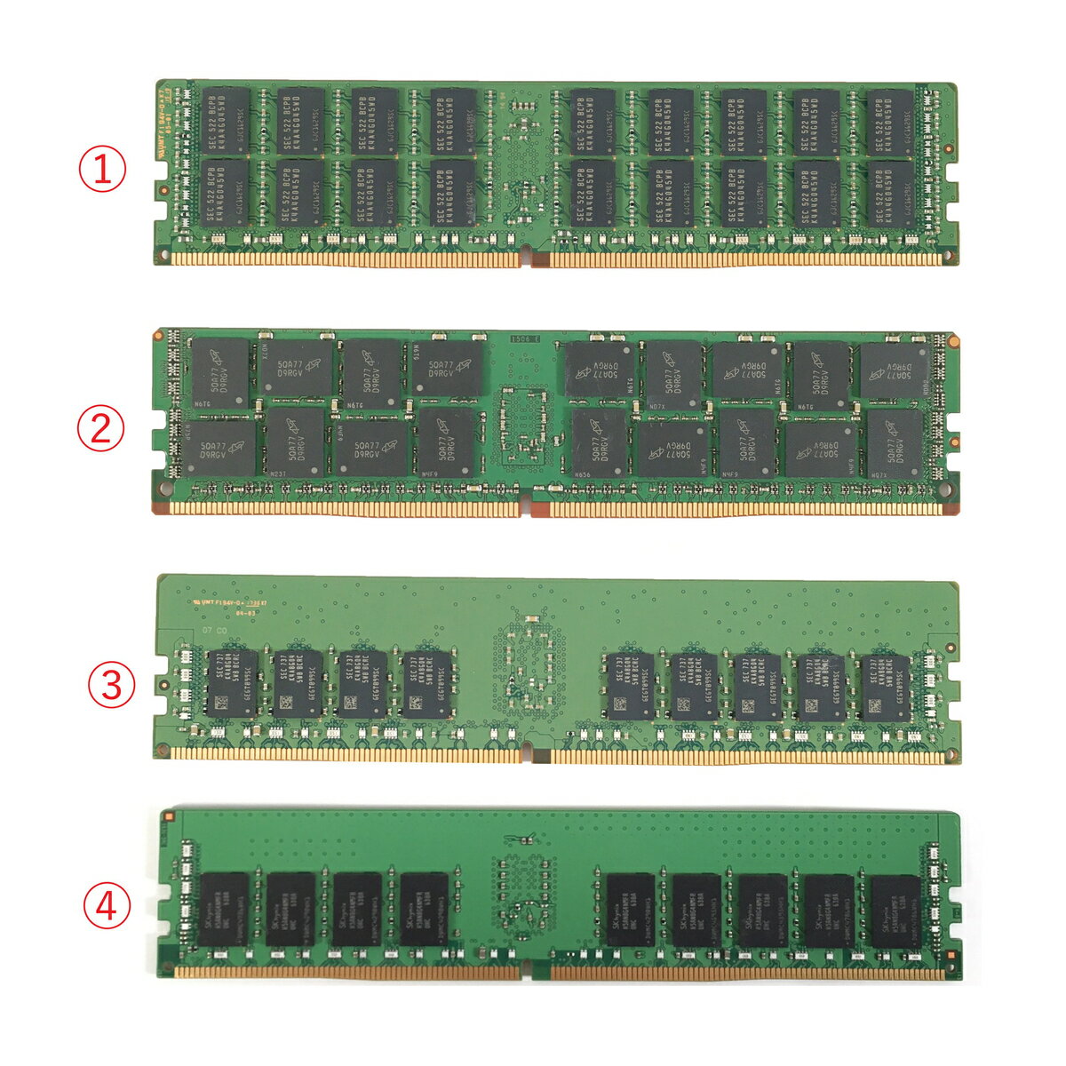 16GB PC4 ECCサーバー用メモリ 1点 SK hynix/Micron/SAMSUNG 増設メモリ 両面実装【中古動作品】 2