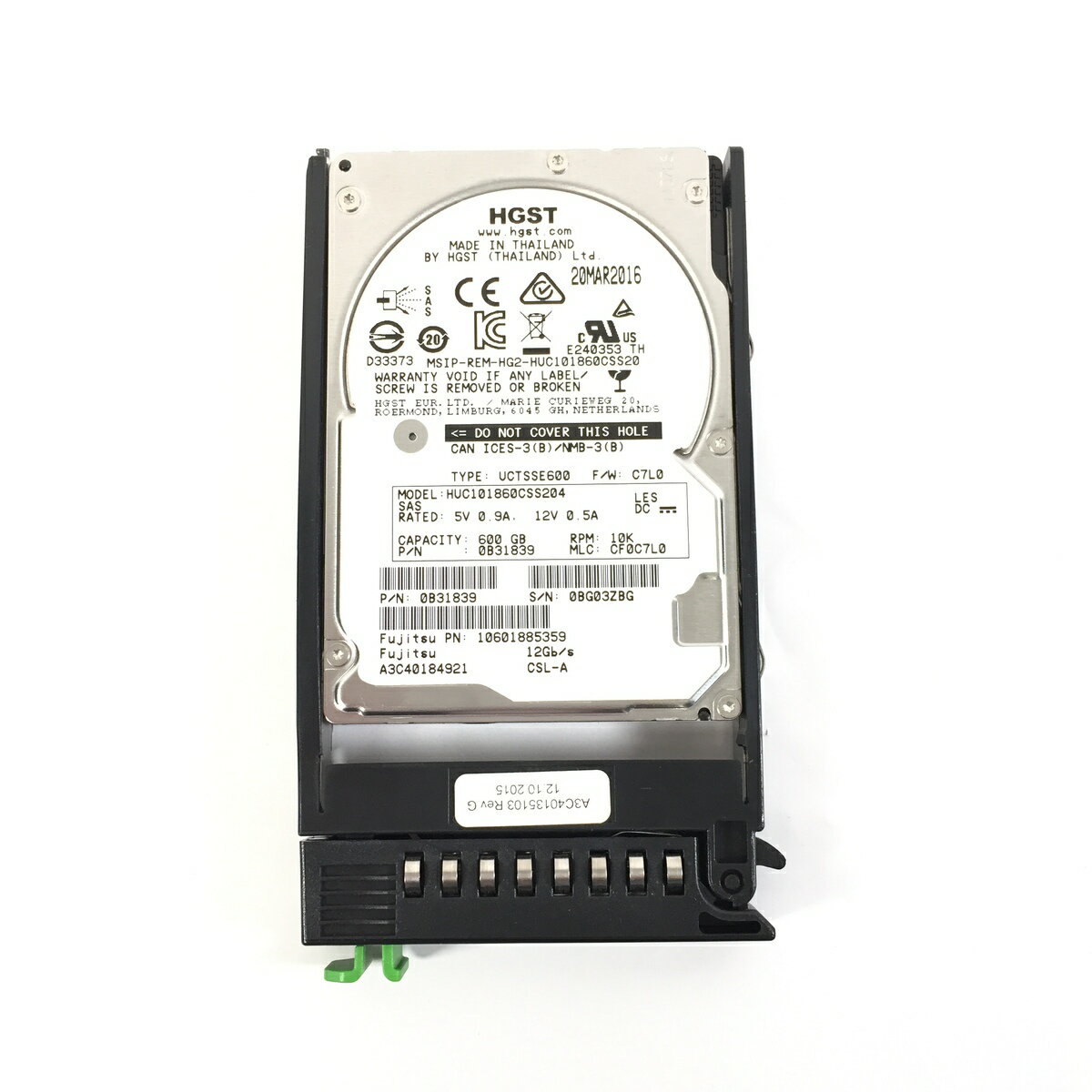 日立 HGST 600GB 2.5 インチ SAS HDD 1点 RPM 10K サーバー用HDD 増設HDD 型番 HVC101860CSS204 【中古動作品】