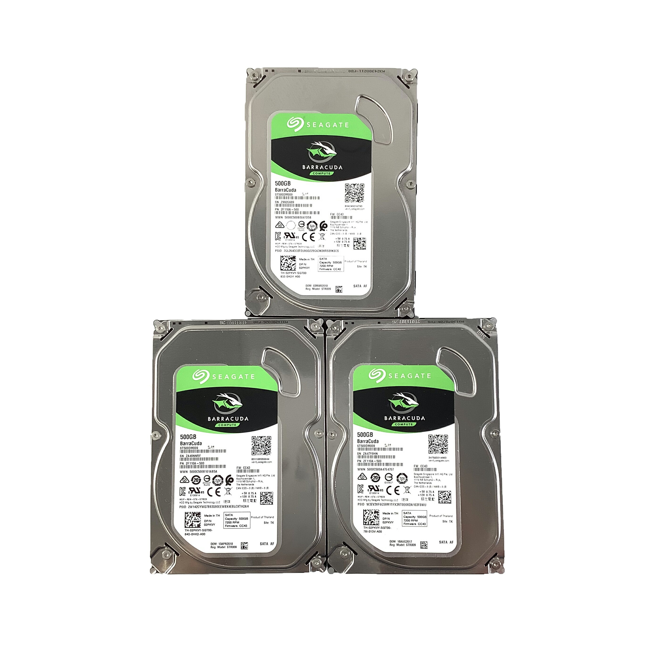 SEAGATE 500GB 3.5インチ SATA HDD 3点セット ★SEAGATE 増設HDD デスクトップPC用HDD ☆厚み1.9cmだけです！【中古動…