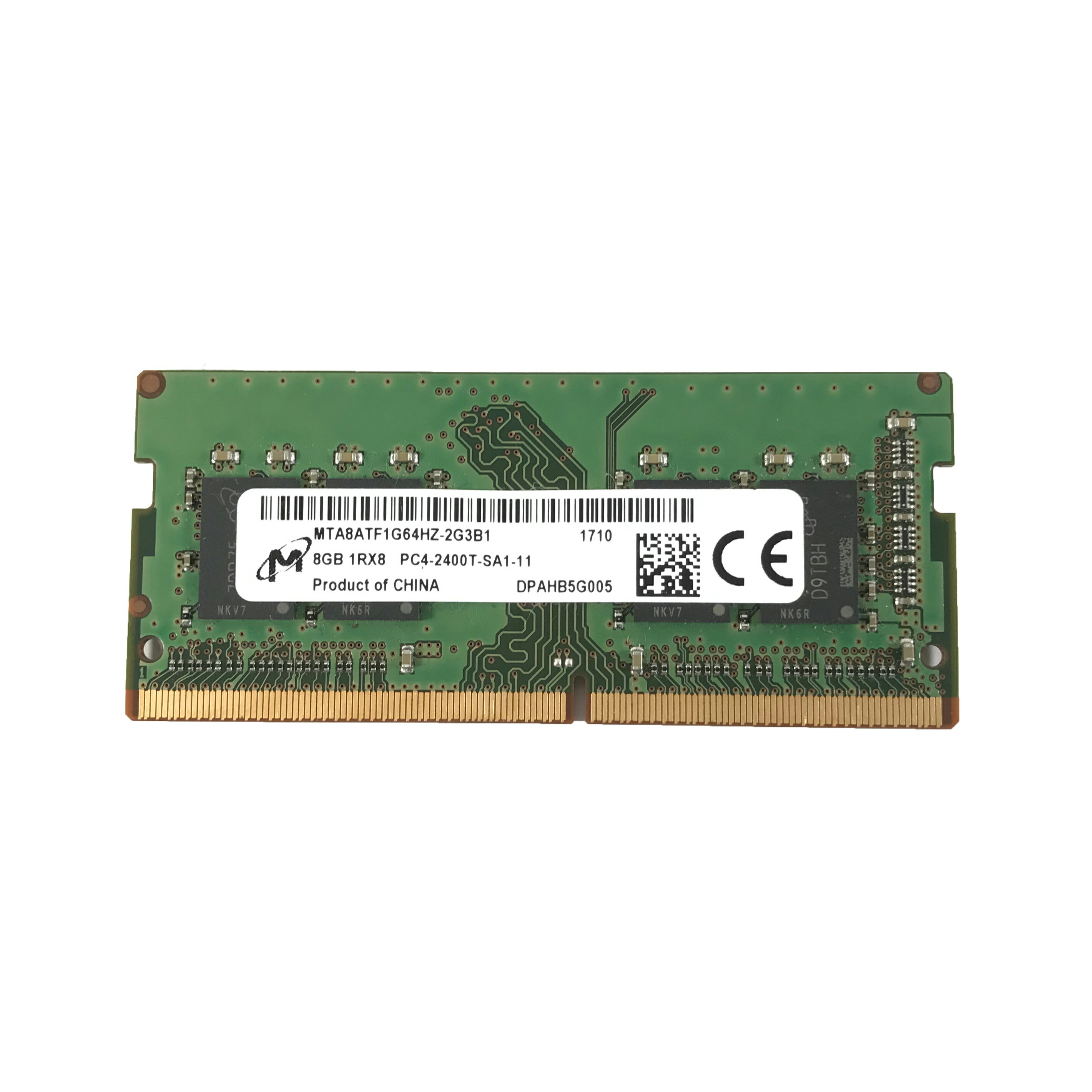 Micron 8GB 1Rx8 PC4-2400T メモリ 1点 マイクロン ノートパソコン用メモリ/ミニデスクトップpc用メモリ/ 増設メモリ 型番：MTA8ATF1G64HZ-2G3B1 両面実装 (1Rx8)★送料無料【中古動作品】