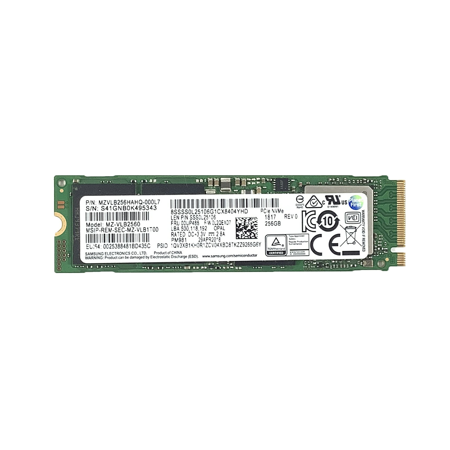 SAMSUNG 256GB PCIe NVMe SSD 1 ॻ PM981 :MZ-VLB2560 SSDưʡ