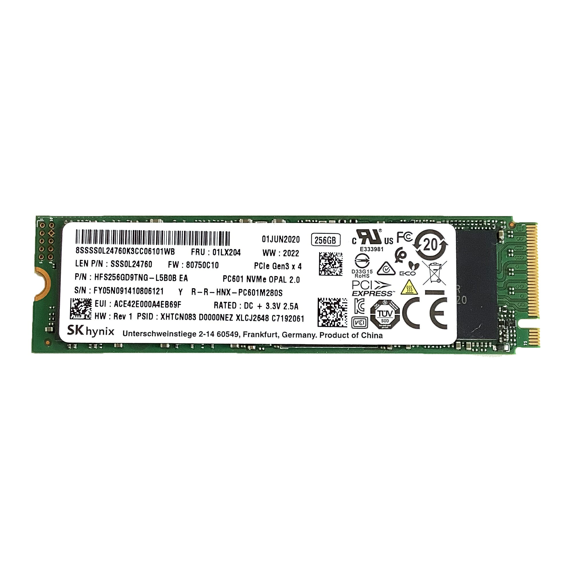乐天商城 - R300-SKhynix 256GB NVMe SSD 1点 PC601/BC501/PC611/PC711/PC801 256 GB 3.3V 2.5A/2A 増設SSD ノートPC用SSD デスクトップPC用SSD★送料無料★【中古動作品】
