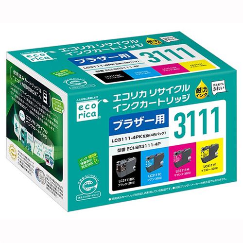 エコリカ ECI-BR3111-4P 互換リサイクルインクカートリッジ ブラザー LC3111-4PK用 4色パック
