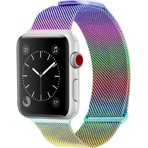 Royal Monster RM3798RB Mesh Metal Band for Apple Watch, Rainbow