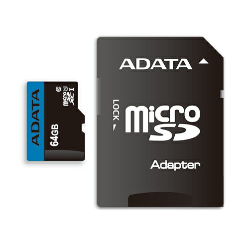 ADATA AUSDX64GUICL10RA1D MicroSDHC^XC UHS-I CLASS10 with ADAPTER J[h ADATA Premier }CNSD[J[h 64GB Class10 UHS-I