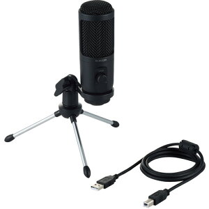 エレコム HS-MC12UBK コンデンサーマイク ゲインコントロール機能付き ウインドスクリーン付き ミニ三脚付き USB-A ブラック販売