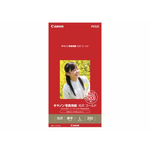キヤノン　キヤノン写真用紙・光沢 ゴールド L判 200枚　GL-101L200主な仕様優れた画質品位と印画紙の風合いを実現する、キヤノン写真用紙の新基準。主な仕様・用紙種類：光沢紙・サイズ：L判（89×127mm）・入数：200枚・紙厚／タイプ：0.270mm／厚手
