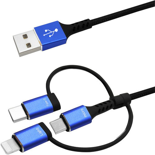 フリーダム FUSB-MCL110BBL 3in1USBケーブル 1m ブルー