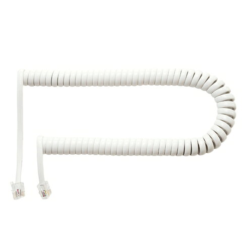 Modular （~5 m） - ミヨシ DC-J403L／WH 4極4芯 受話器用カールコード 片側ロングタイプ 0.3m ホワイト