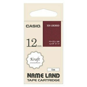 カシオ XR-12KRRD ラベルライター用テープ レッドカシオ計算機 ラベルライター用カセット NAME LAND XR-12KRRD 色名称 商品名称 カシオネームランドテープNAME LAND発売年月日 2019年02月08日本体寸法：19mm＊80mm＊48mm（30g）高さ＊幅＊奥行き（質量）・クラフトテープ・レッドにベージュ文字・テープの長さ＝5m&nbsp;主な仕様ラベルカセット・テープ幅12mm
