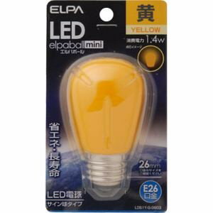 ELPA エルパ LED電球 「サイン球形」(黄色・口金E26) LDS1Y-G-G903