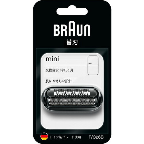 ブラウン F／C26B 替刃 F／C26B BRAUN mini 発売日：2022年1月28日●カッティングパフォーマンス独自に浮き沈みする密着2枚刃で、いつでもどこでも剃り残しゼロへ。●より肌へ優しくなった新マイクロコーム付きトリマー×1新マイクロコームで肌に優しく髭を整え、長い髭をプレカット!●ディープキャッチ網刃最高峰のシリーズ9にも搭載されるディープキャッチ網刃はトリマーでプレカットした髭を確実に短くカット!900パターンの網目は肌を守りながら深剃りを実現。&nbsp;【仕様】対応機種： Braun mini M-1011/M-1012