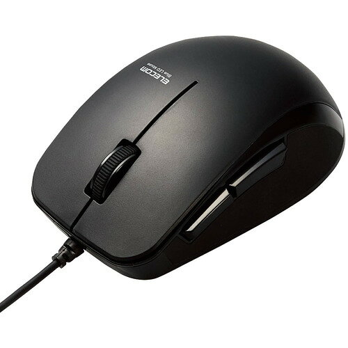 ELECOM M-BL28UBSKBK BlueLED 마우스 유선 5 버튼 사이드 고무 조용한 항균 블랙