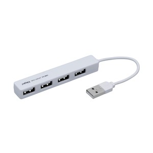 ナカバヤシ UH-2354W USB2.0 4ポートハブ ホワイト●他のポートに干渉しないスリムコネクタ●ACアダプタ不要 バスパワータイプ●スリムな一体型ケーブル、本体一体型の約10cmケーブル【仕様】給電方式:バスパワー方式重量:約20gケーブル長:約10cm対応機種:USBポートが正常に使用できるWindowsパソコン及びMac対応OS:Windows8.1/8/7/Vista/XP/MacOSX以降