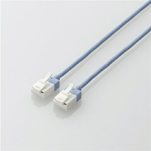 エレコム LD-GPASST/BU30 ツメ折れ防止スーパースリムLANケーブル Cat6A準拠 3.0m●屈曲に対する耐久性が高い新素材コネクタを採用し、通常の使用環境では絶対にツメが折れないLANケーブルです。 ※1000回の屈曲検査に合格(当社検証)●ツメ折れによるケーブルの脱落が防げ、長期にわたってしっかりとLANポートに固定することができます。●カテゴリー6Aに準拠したスーパースリムLANケーブルです。●高速光通信に最適な、次世代10ギガビット・イーサネットの「10GBASE-T」に対応しています。●カテゴリー6の2倍である500MHzまでの高周波領域まで対応しており、ノイズ干渉にも強く、高速で安定したネットワーク環境を実現します。●狭い場所などでの配線に最適な、直径3.0mmのスーパースリムケーブルを採用しています。●十字介在をなくしたツイストペア(ヨリ対線)仕様なので、柔らかく取り回しが簡単で、狭い場所での敷設も容易です。●従来比約40%の新設計ショートコネクタは、隣接するポートに干渉することが無く出っ張りも気にならない、スリムかつコンパクトなコネクタです。●EUの「RoHS指令(電気・電子機器に対する特定有害物質の使用制限)」に準拠した環境にやさしい製品です。カラーブルー伝送速度10GbpsインターフェイスRJ-45コネクター環境配慮事項EU RoHS指令準拠規格Cat6A準拠(10GBASE-T/1000BASE-TX/1000BASE-T/100BASE-TX/10BASE-Tに準拠)伝送帯域500MHzケーブル長3m結線方式ストレート結線ヨリ対芯線(ツイストペアケーブル)○外部シース(被膜)材質PVC導体構成ヨリ線コネクタ有無両端コネクター付スリムコネクタ○爪の折れないコネクタ○パッケージ形態アルミ箔袋+ステッカーケーブル太さ3.0mm芯数8芯モールド加工コネクタ○