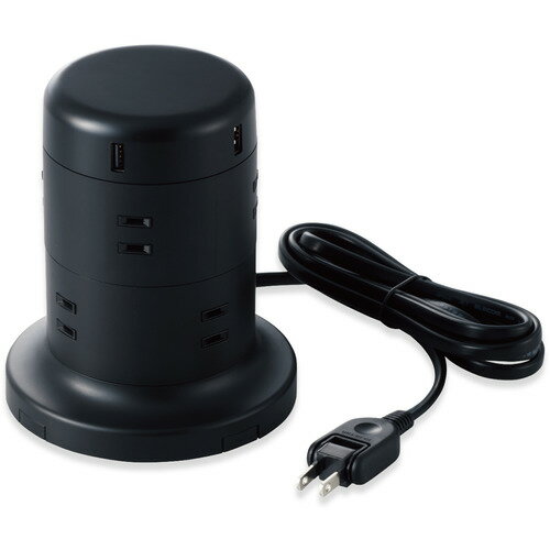 ���쥳�� TT-U01-0820BK ��������å� 8�ĸ� �륵������ �ۥ����ɻߥ���å����� �����ǽ 5�ݡ��ȹ�׽���4.8A 2.0m �֥�å�