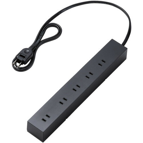 エレコム T-KF04-21010BK 回転機能タップ 雷サージ付 ホコリシャッター付 固定&吊下可能 1.0m ブラック