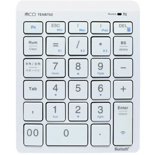ミヨシ TENBT02/WH Bluetooth5.0対応 ワイヤレステンキー ホワイト ミヨシ TENBT02/WH Bluetooth5.0対応 ワイヤレステンキー ホワイト