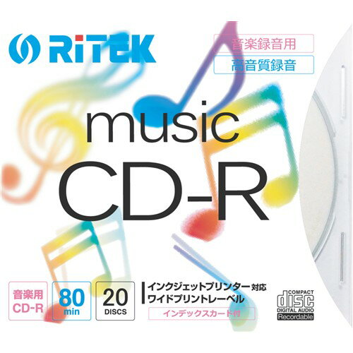 RiDATA CDRM8020PC 音楽用CD-R ワイドプリントレーベルディスク 80分 20枚 スリムケース RiDATA CDRM8020PC 音楽用CD-R ワイドプリントレーベルディスク 80分 20枚 スリムケース