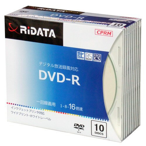 RiDATA D-RCP16X.PW10RD SC D 録画用DVD-R 5mmスリムケース10枚入