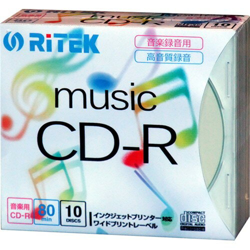 RiTEK CD-RMU80.10P C 音楽録音用CD-R 5mmスリムケース10枚入 RiTEK CD-RMU80.10P C 音楽録音用CD-R 5mmスリムケース10枚入