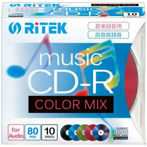 RiTEK CD-RMU80.10PMIXC 音楽用CD-R 80分／10枚 5色カラーミックス