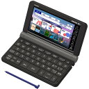 カシオ計算機 XD-SX9810BK 電子辞書 EX-word 200コンテンツ ブラック XDSX9810BK発売日：2023年2月16日●英語モデル 英和大辞典や英英辞典が充実した200コンテンツ収録実践的に英語をしっかり学びたい方に。英語力を総合的に高める充実のコンテンツを収録。TOEIC TEST、TOEFL TEST対策や、ビジネス英語、論文作成など、幅広い用途に対応します。●【英語系】幅広い用途に対応［英単語20万語ネイティブ発音］圧倒的な収録数・用例数を誇る大辞典、語彙に対する知識が深まる英和・和英・英英辞典、論文やスピーチに役立つ表現例集など、用途に応じて使い分け可能な英語系コンテンツを収録。●【検定】TOEIC TEST/TOEFL TEST対策に単熟語集や問題集など、検定対策に適したコンテンツを多数収録。はじめての受験からスコアアップまで、幅広い学習に効果的です。●【英会話】留学やビジネスで使える英語を生きた英語が学べるコンテンツが充実。英語を聞く力、話す力を身につけ、留学先やビジネスシーンでコミュニケーションに役立てることができます。●【ビジネス】円滑なビジネスコミュニケーションに。ビジネスシーンで使われる単語、イディオム、文例などを豊富に収録。ネイティブとのコミュニケーションに役立つ表現力が身につきます。●【就活】就職活動のポイントアップにビジネス力を測る日経TESTや、就職試験の際に重要となるSPIなどの対策に役立つ問題集を収録。傾向に即した学習が行えます。●【日本語】国語系コンテンツを多数収録定評のある国語、漢字、古語辞典から、多彩な日本語表現が学べる類語、反対語、アクセント辞典まで、語学学習者として正しい日本語の使い方を心がけることができます。●【多ジャンル】幅広いジャンルの知識をすばやく検索豊富なビジュアルイメージを収録した百科系をはじめ、多彩なコンテンツを収録。尽きない知的好奇心を満たしたり、アイデアの幅を広げたり、活用の幅が広がります。●安心して学習できる親切設計！気軽に持ち運べる！ 落下に強い！加圧に強い！振動に強い！堅牢設計『TAFCOT』 ●安心して学習できる親切設計！ブルーライトカットもできる！ 目に優しいブルーライトカット機能。勉強が長時間続くときに便利！ &nbsp;【仕様】本体サイズ(閉時)：：幅157.5×奥行101×高さ18.4mm本体重量(電池含まず)：242g海外旅行向け：旅行会話収録モデルキー配列：JISキー配列液晶表示：フルワイドVGAカラー液晶：横114.6×縦66.0mm（5.2型）横864×縦480ドット ※ブルーライトカット機能タッチパネル：横128.2×縦66.0mm（5.7型） クイックパレット付無線LAN：Wi-Fi対応 IEEE802.11b/g 2.4GHz※ただし、追加コンテンツダウンロード専用ページのみに接続接続端子：マイクロUSB端子、イヤホン端子（φ3.5mm）メモリー：内蔵約900MB、microSDHCメモリーカード（市販）電源：アルカリ乾電池×2本（付属）。またはeneloop×2本もしくは充電式EVOLTA×2本※充電池および充電器は商品に付属しておりません。また、上記以外の充電池には対応しておりません。使用可能時間(単3形アルカリ乾電池の場合)：画面の明るさ3の設定で表示状態になった30秒後に暗くなる場合約130時間（英和辞典の訳画面の連続表示時間）