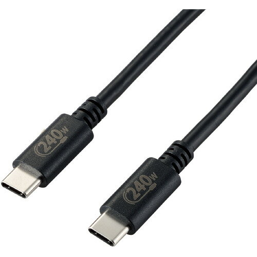 エレコム U2C-CCPE20NBK USB2.0ケーブル／C-Cタイプ／認証品／USB Power Delivery対応／240W／2.0m／ブラック U2CCCPE20NBK●ケーブル両端にUSB Type-C(TM)端子を搭載し、最大240WのUSB Power Delivery EPRに対応したUSB2.0ケーブルです。●USB Type-C(TM)を搭載している機器同士を接続し、充電やデータ転送ができるUSB2.0ケーブルです。●USB Power Delivery EPR対応により、最大240W(48V/5A)の大電流で接続機器への給電が可能です。また従来のUSB Power Delivery 最大100W(20V/5A)にも対応しています。※接続する機器がUSB Power Delivery EPR対応およびUSB Power Delivery対応である必要があります。※ご使用になるパソコンなどの性能によって、供給される電流値が異なります。●USB2.0の規格である「Certified Hi-Speed USB(USB2.0)」の正規認証品です。●USB Type-C(TM)コネクターは、ウラ、オモテに関係なくケーブルを挿し込めます。●最大480Mbpsの高速データ転送が可能です。●難燃性の素材を使用し、安全性を高めています。●外部ノイズの干渉から信号を保護する2重シールドケーブルを採用しています。&nbsp;【仕様】コネクタ形状：USB Type-C(TM)オス-USB Type-C(TM)オス対応機種：USB Type-C(TM)端子搭載のパソコン及びUSB Type-C(TM)端子搭載の周辺機器ケーブル長：2.0m ※コネクター含まずケーブル太さ：4.2mm規格：USB2.0規格正規認証品対応転送速度：最大480Mbps ※理論値USB Power Delivery対応：○対応ワット数：最大240Wプラグメッキ仕様：金メッキピンシールド方法：2重シールドツイストペアケーブル(通信線)：○カラー：ブラック環境配慮事項：EU RoHS指令対応、THINK ECOLOGYマークパッケージ形態：紙箱